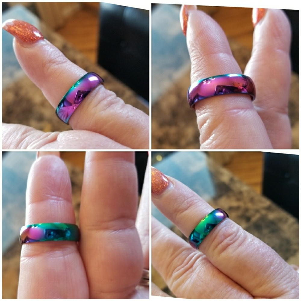 Beautiful Rainbow Titanium Steel Ring Size 9 - Picture 4 of 5